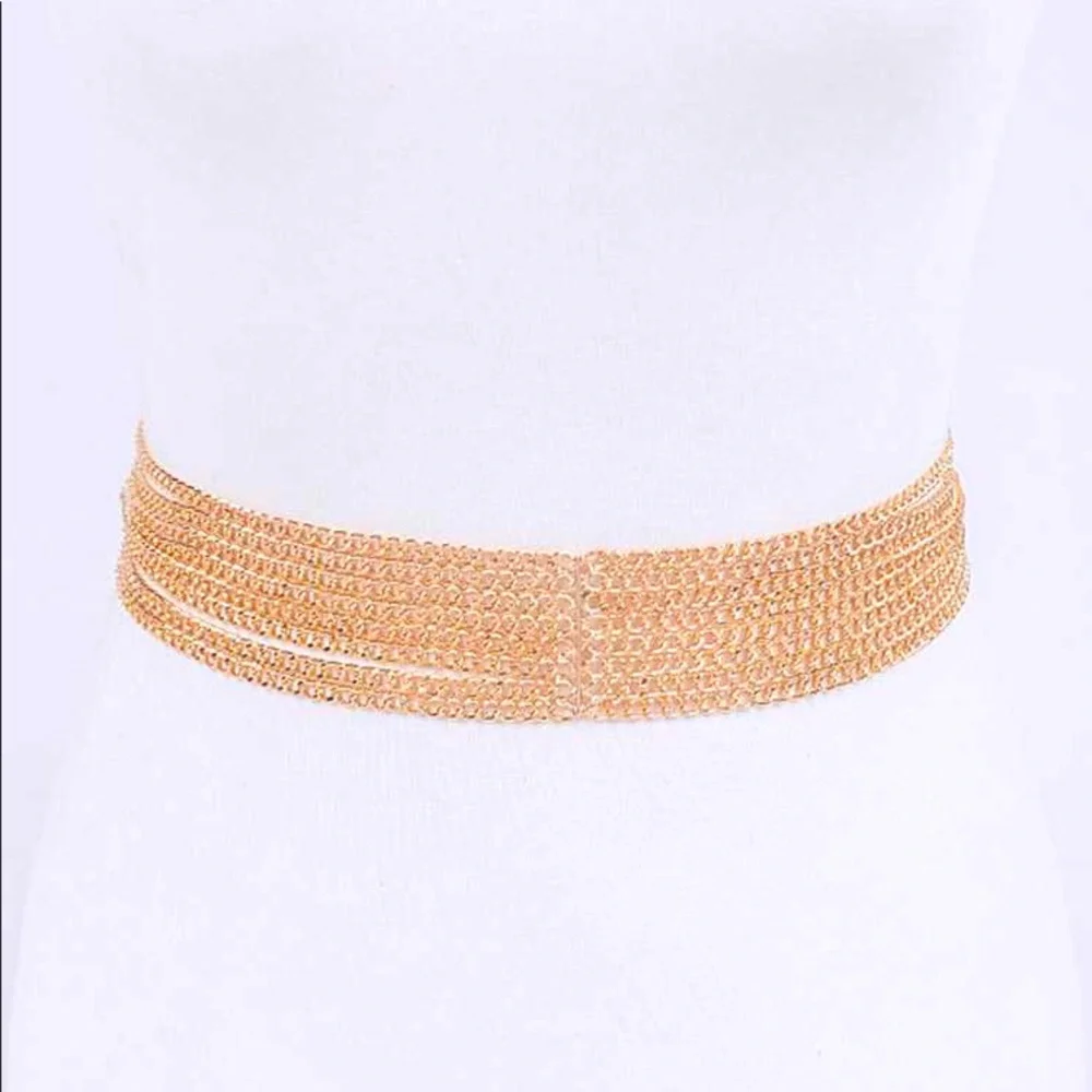 Gold Metal Chunky Chain Adjustable Statement Belt